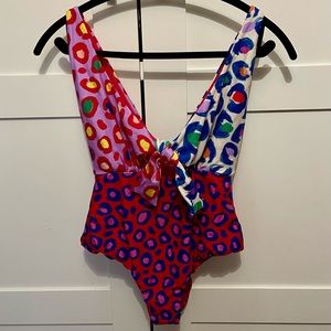 NWT Farm Rio Leopard Pop Cut Out One-Piece Swimsuit